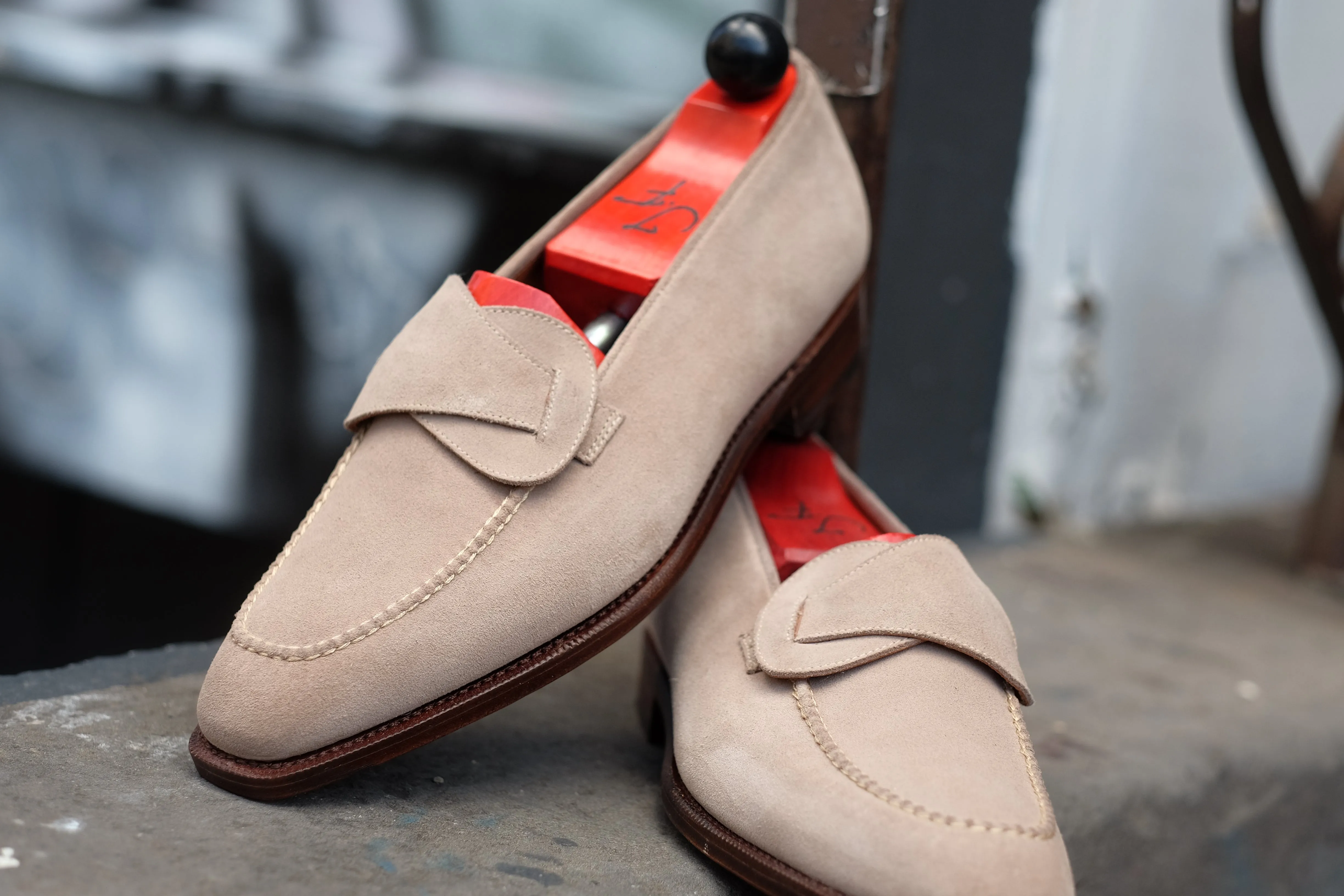 Hawthorne - MTO - Oatmeal Suede / Natural Stitching - LPB Last - Single Leather Sole