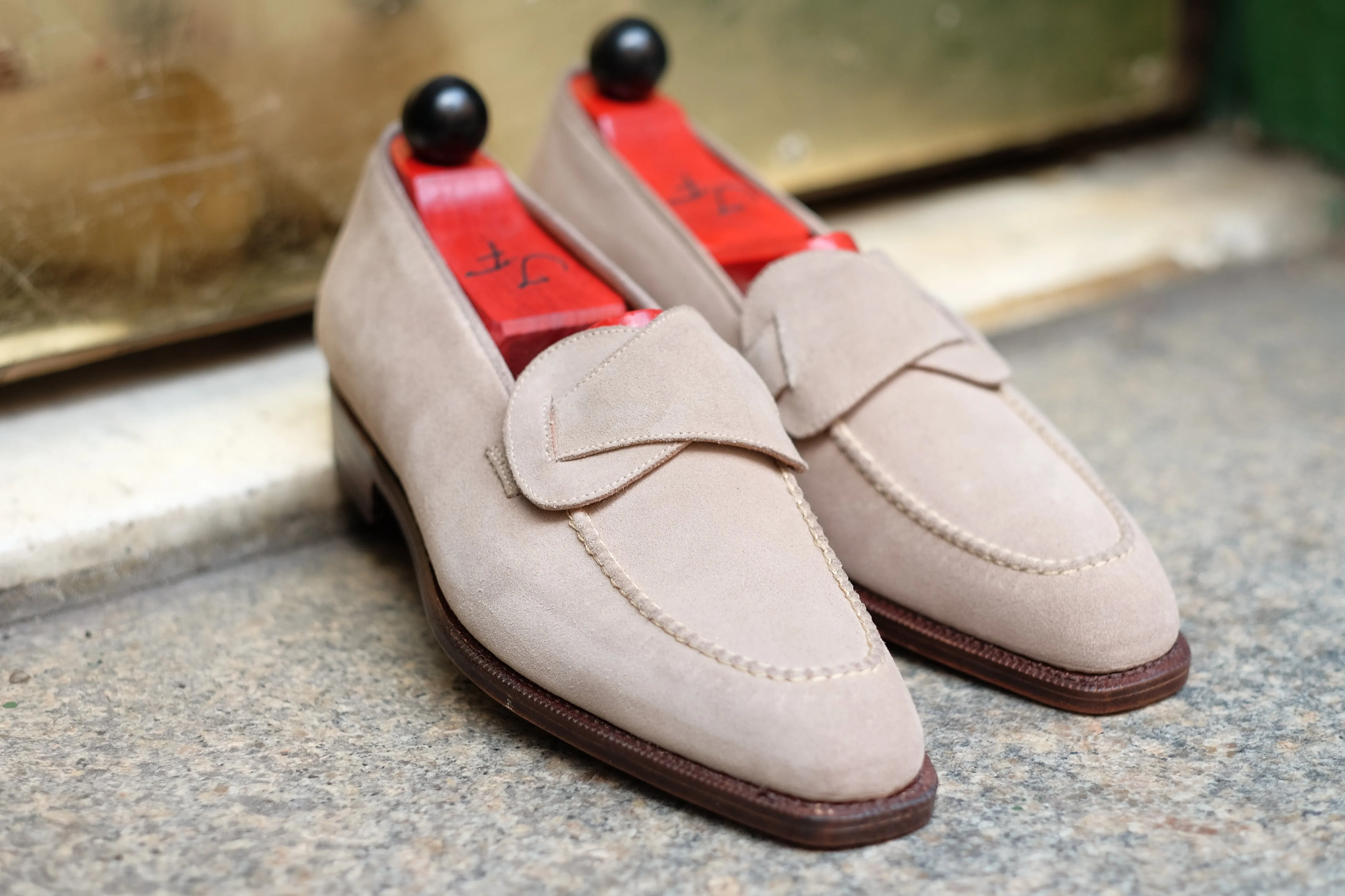 Hawthorne - MTO - Oatmeal Suede / Natural Stitching - LPB Last - Single Leather Sole