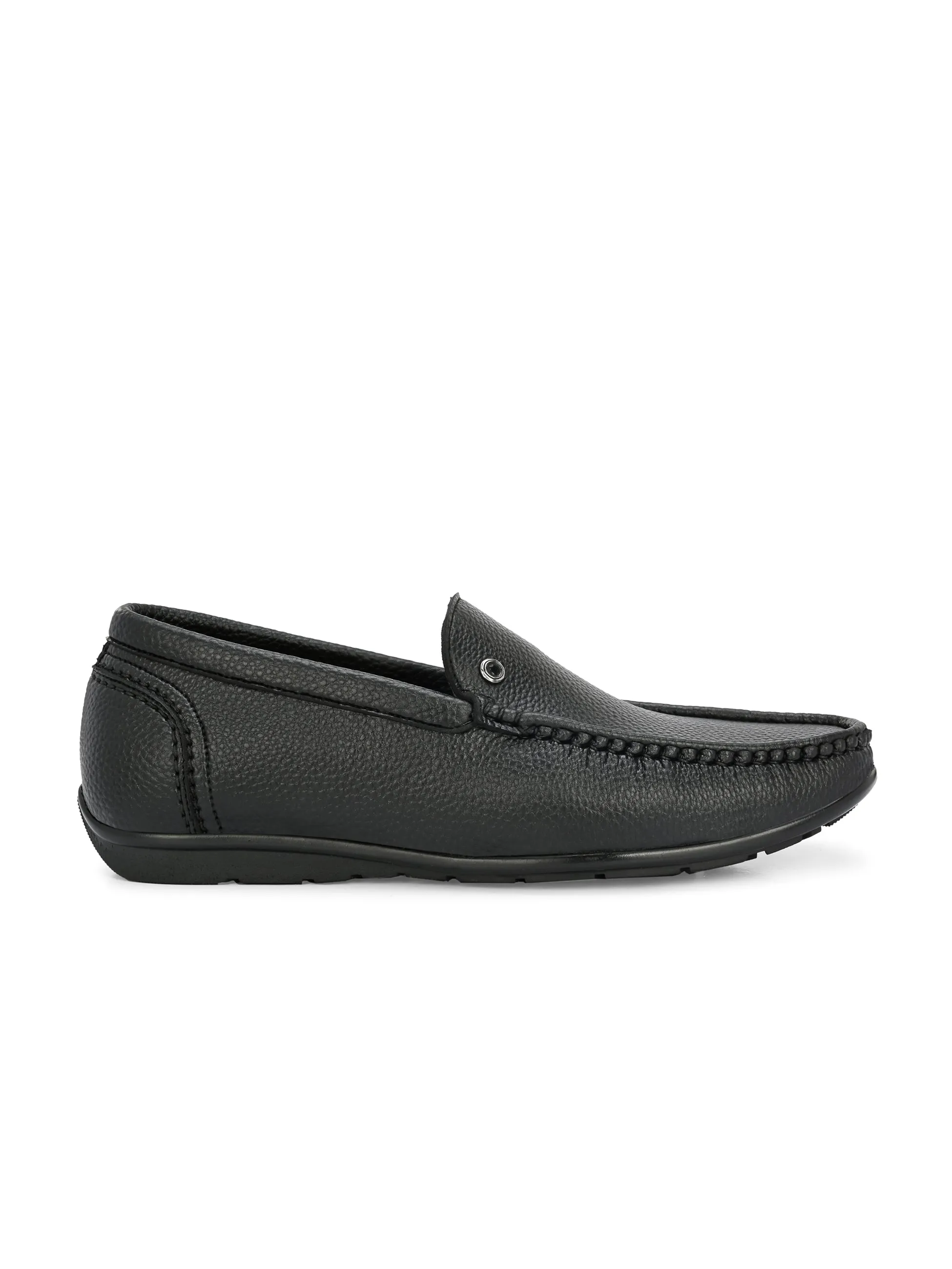 Hitz Men's Black Synthetic Slip-On Comfort Loafer Shoes