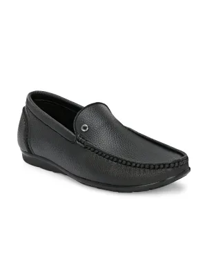 Hitz Men's Black Synthetic Slip-On Comfort Loafer Shoes