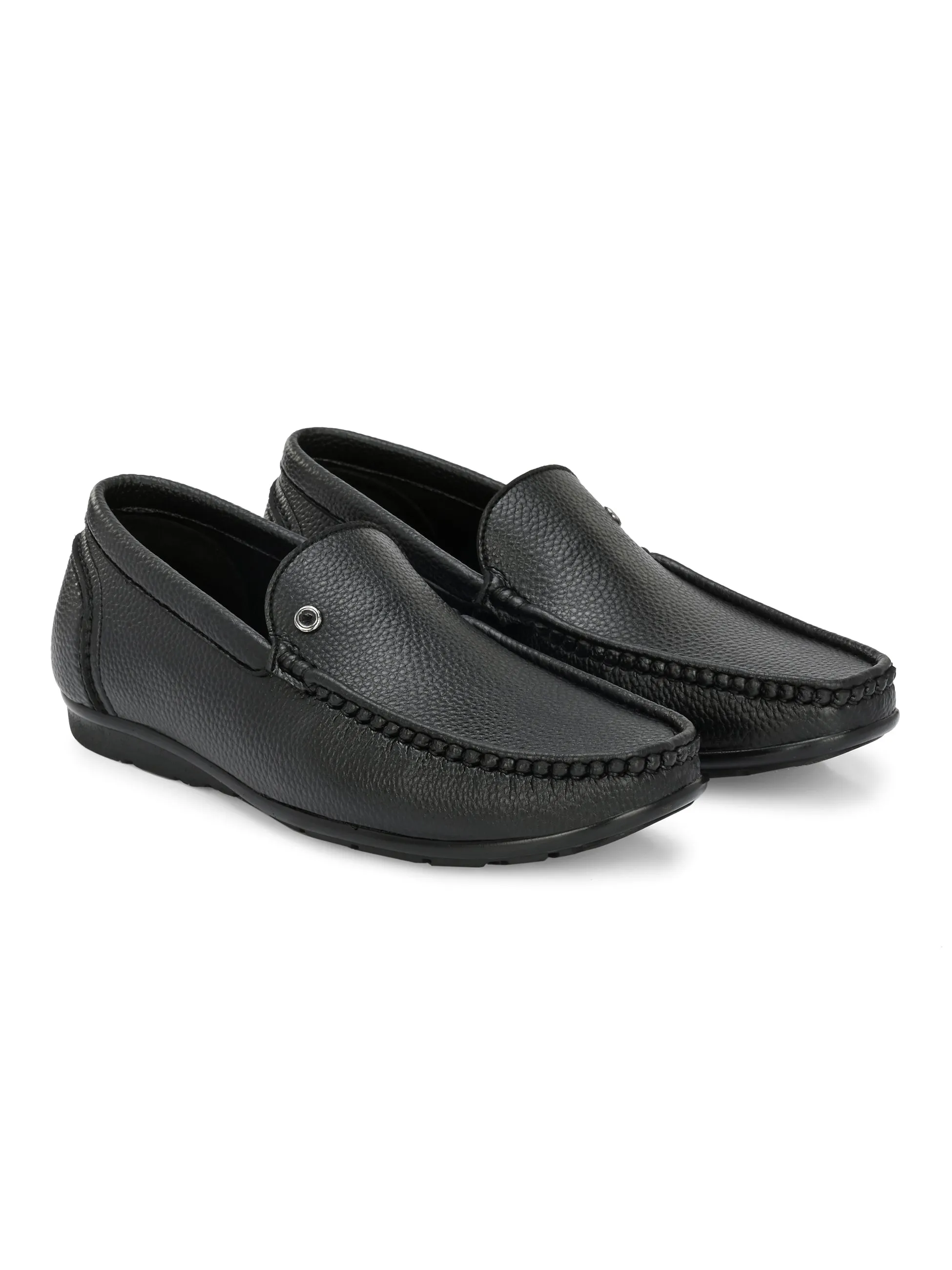 Hitz Men's Black Synthetic Slip-On Comfort Loafer Shoes