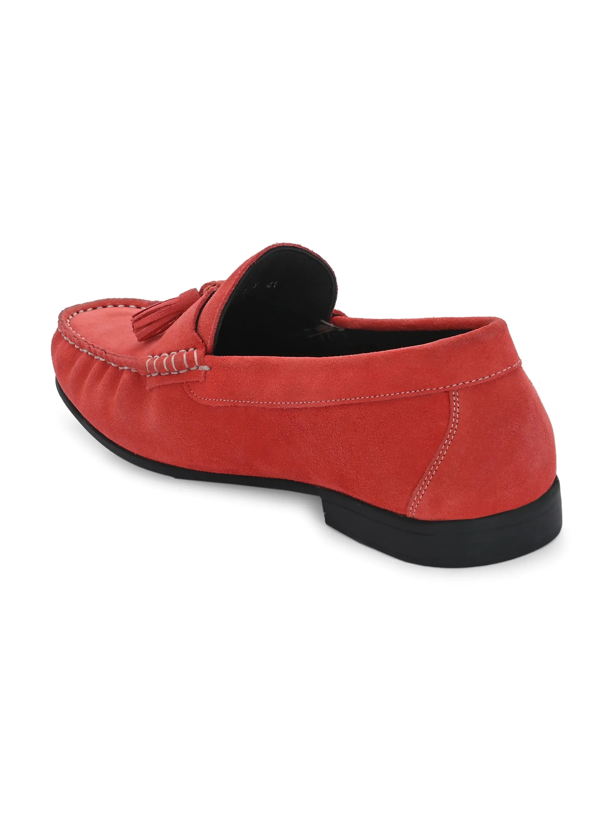 Hitz Men's Red Suede Leather Comfort Loafers