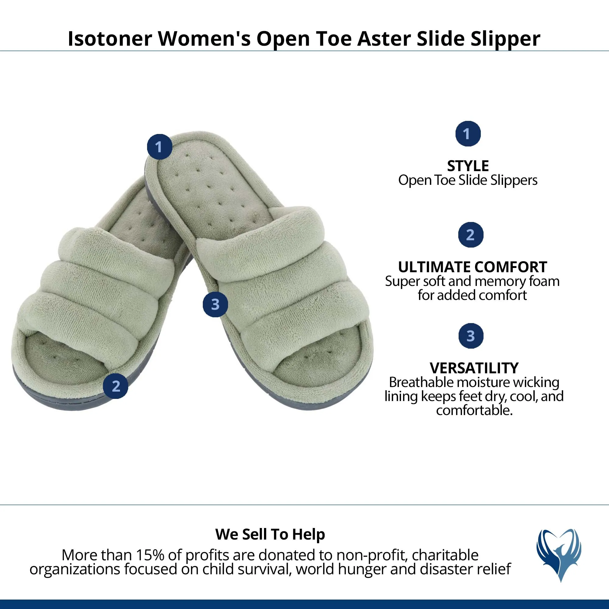 Isotoner Women's Open Toe Aster Slide Slipper