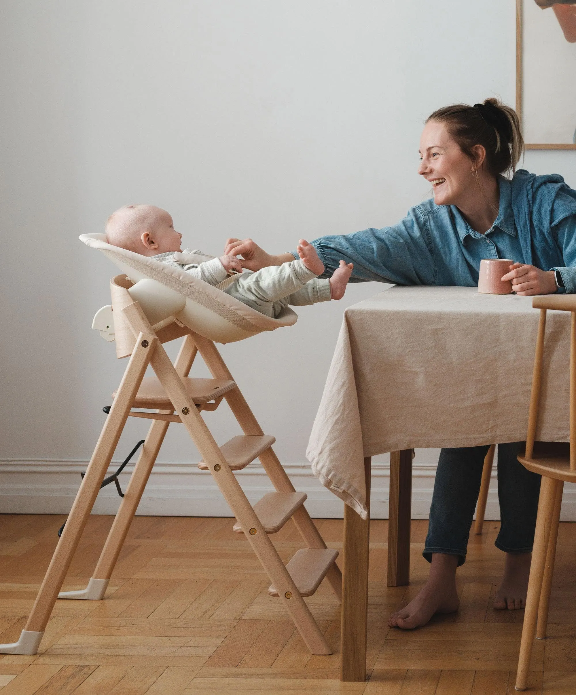 KAOS Klapp Recycled Highchair and Newborn Baby Seat Set - Desert Sand