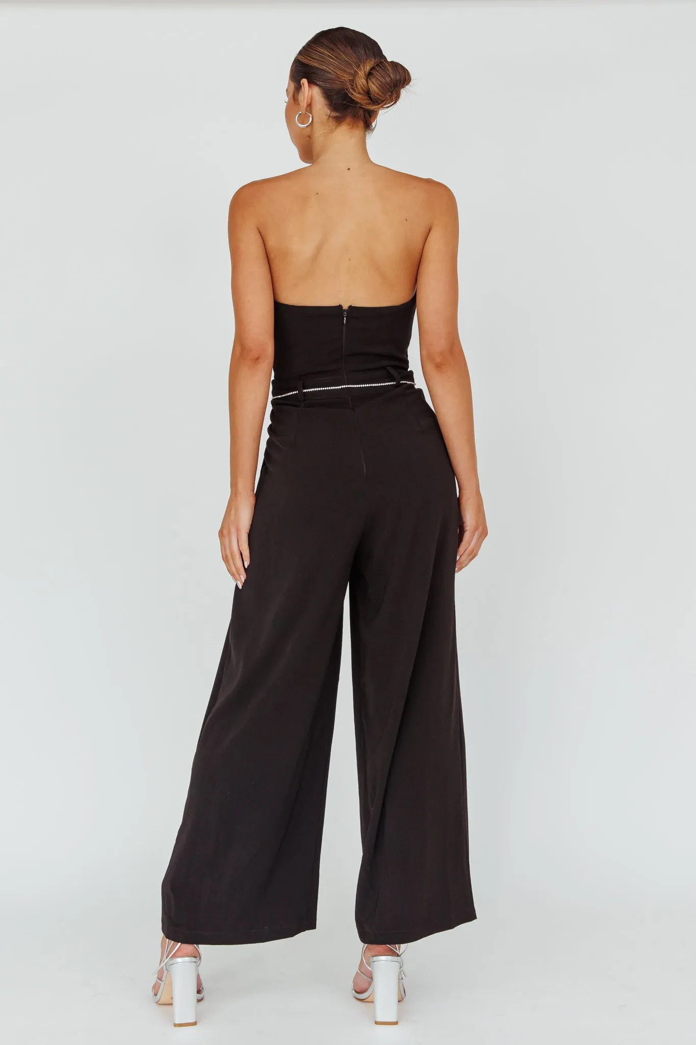 Kayte Strapless Belted Waist Jumpsuit Black