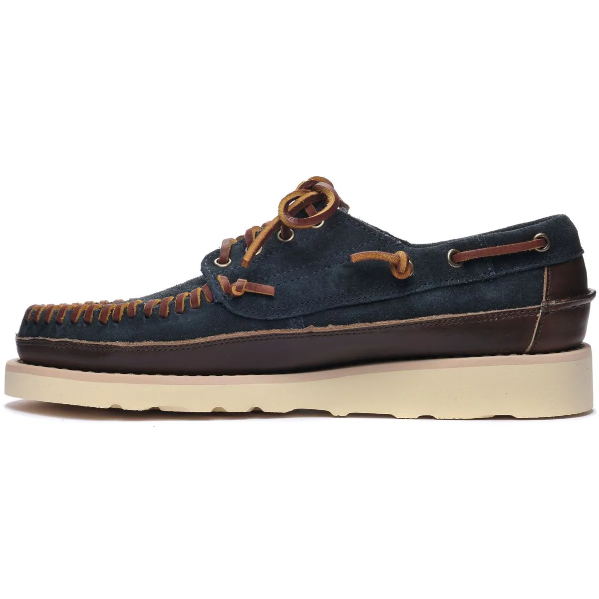 Keuka Lea Canoe Moc - Navy Blue & Dark Brown