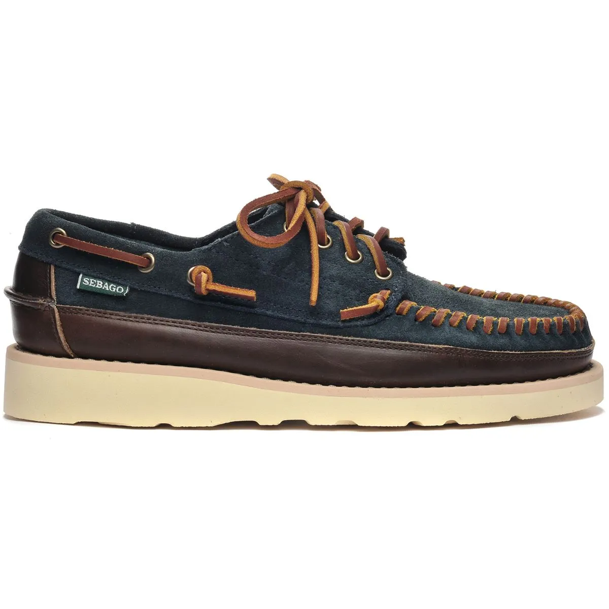 Keuka Lea Canoe Moc - Navy Blue & Dark Brown