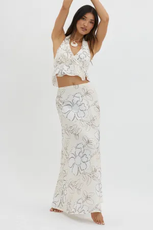 Kika Maxi Skirt Floral Cream