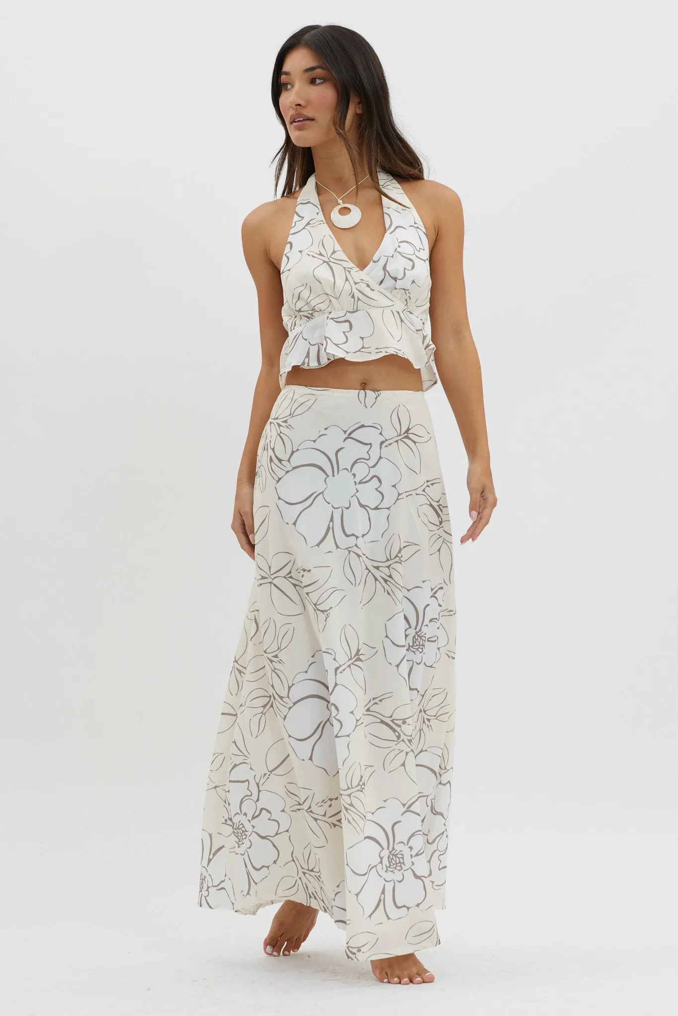 Kika Maxi Skirt Floral Cream