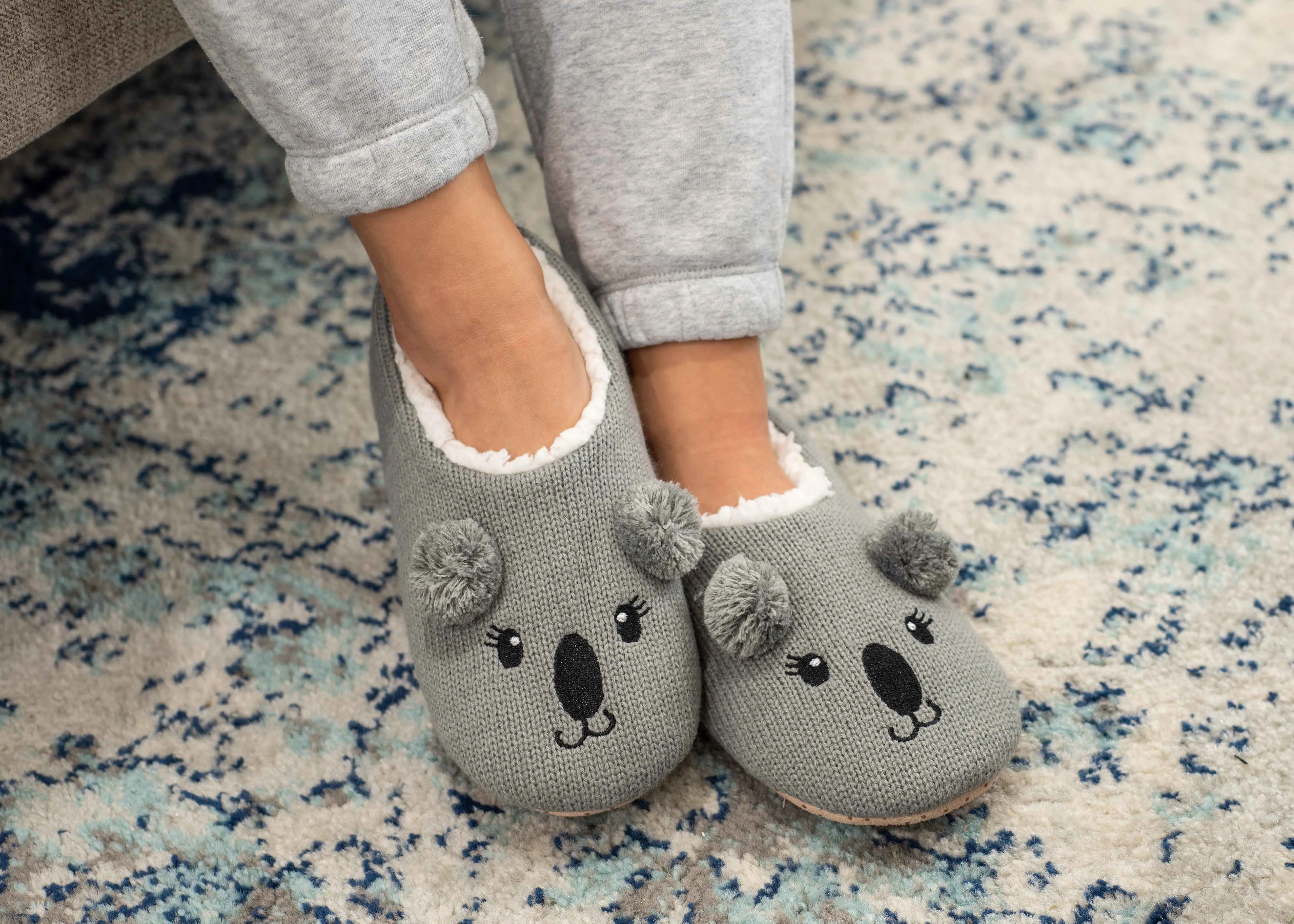 Koala Grey Women's Animal Cozy Plush Lined Non Slip Fuzzy Slipper - Large