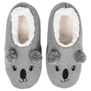 Koala Grey Women's Animal Cozy Plush Lined Non Slip Fuzzy Slipper - Large