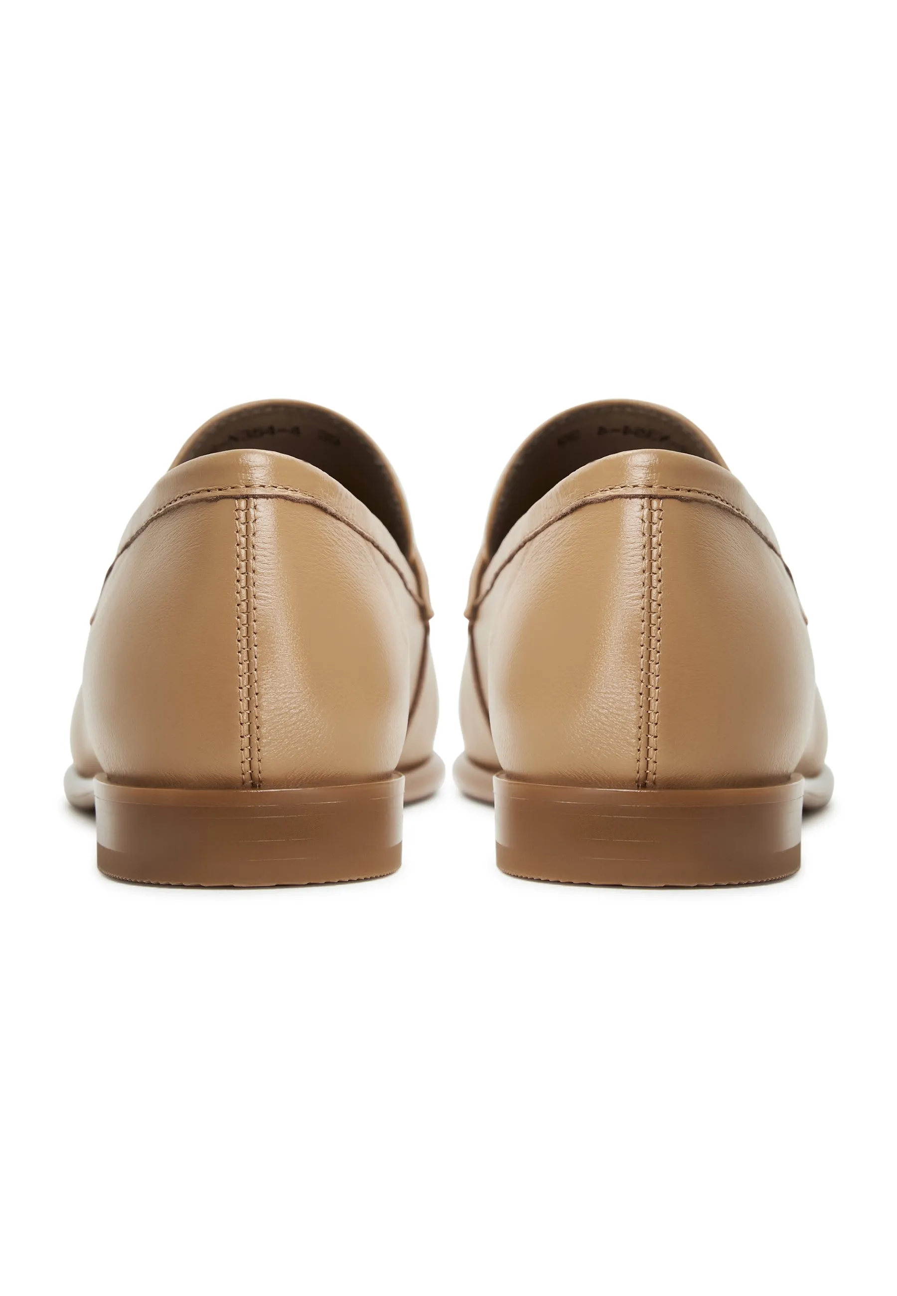 Leather Block Heeled Loafers Abigail - Beige