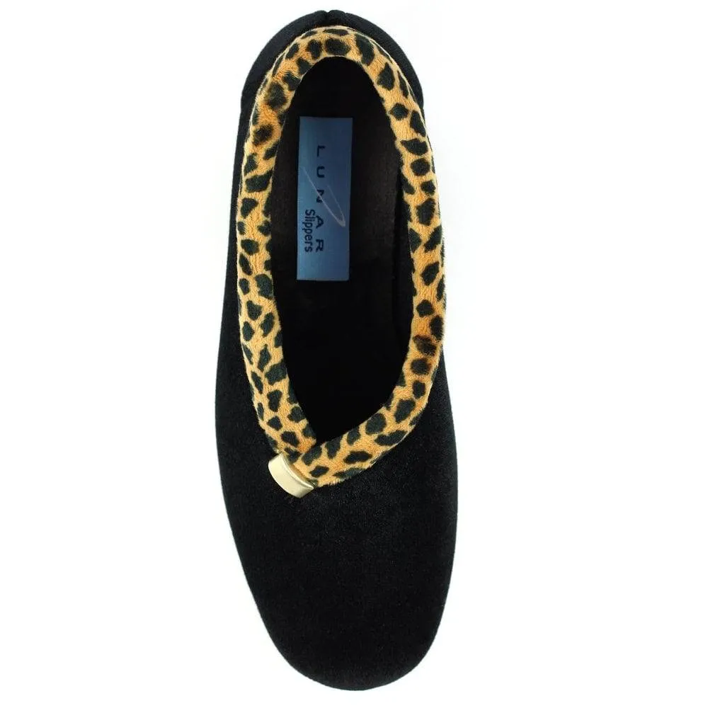 Lunar KLA005 Paloma Ladies Spanish Black Textile Slip On Slippers