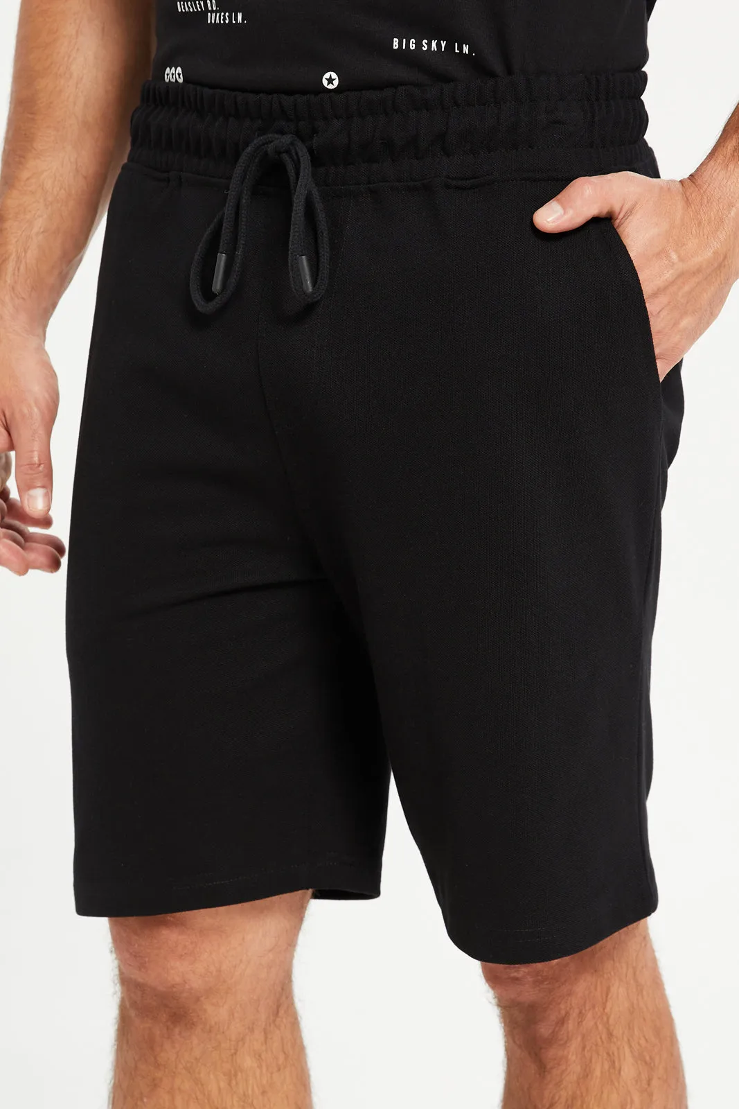 Men Black Pull On Short