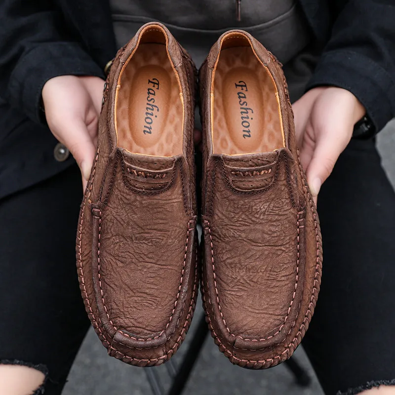 Men's Leather Moccasins Shoes Pumps Slip on Loafers | 88138