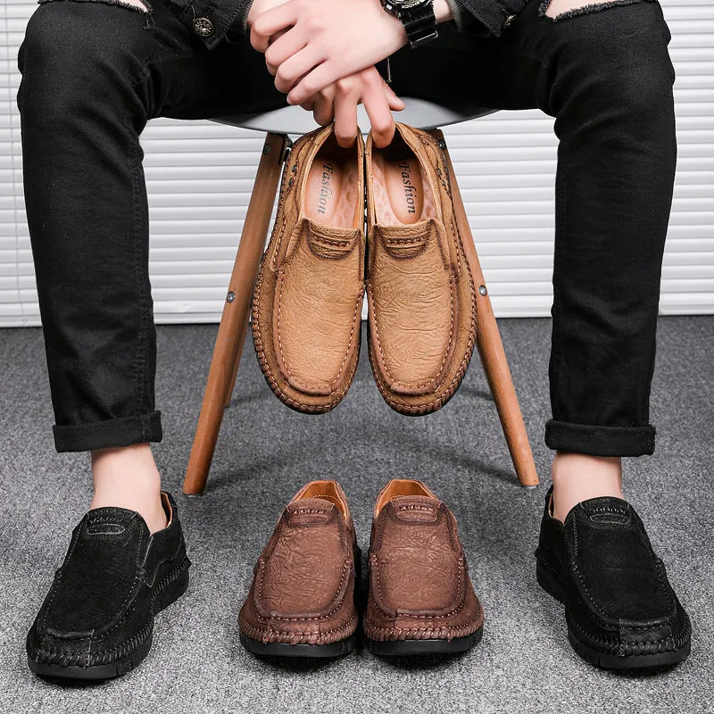 Men's Leather Moccasins Shoes Pumps Slip on Loafers | 88138