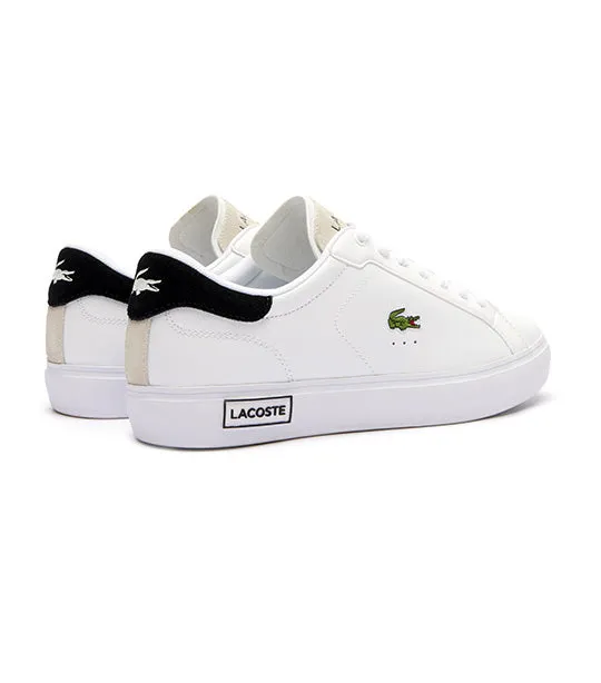 Men's Powercourt Logo Tongue Leather Trainers  White/Black