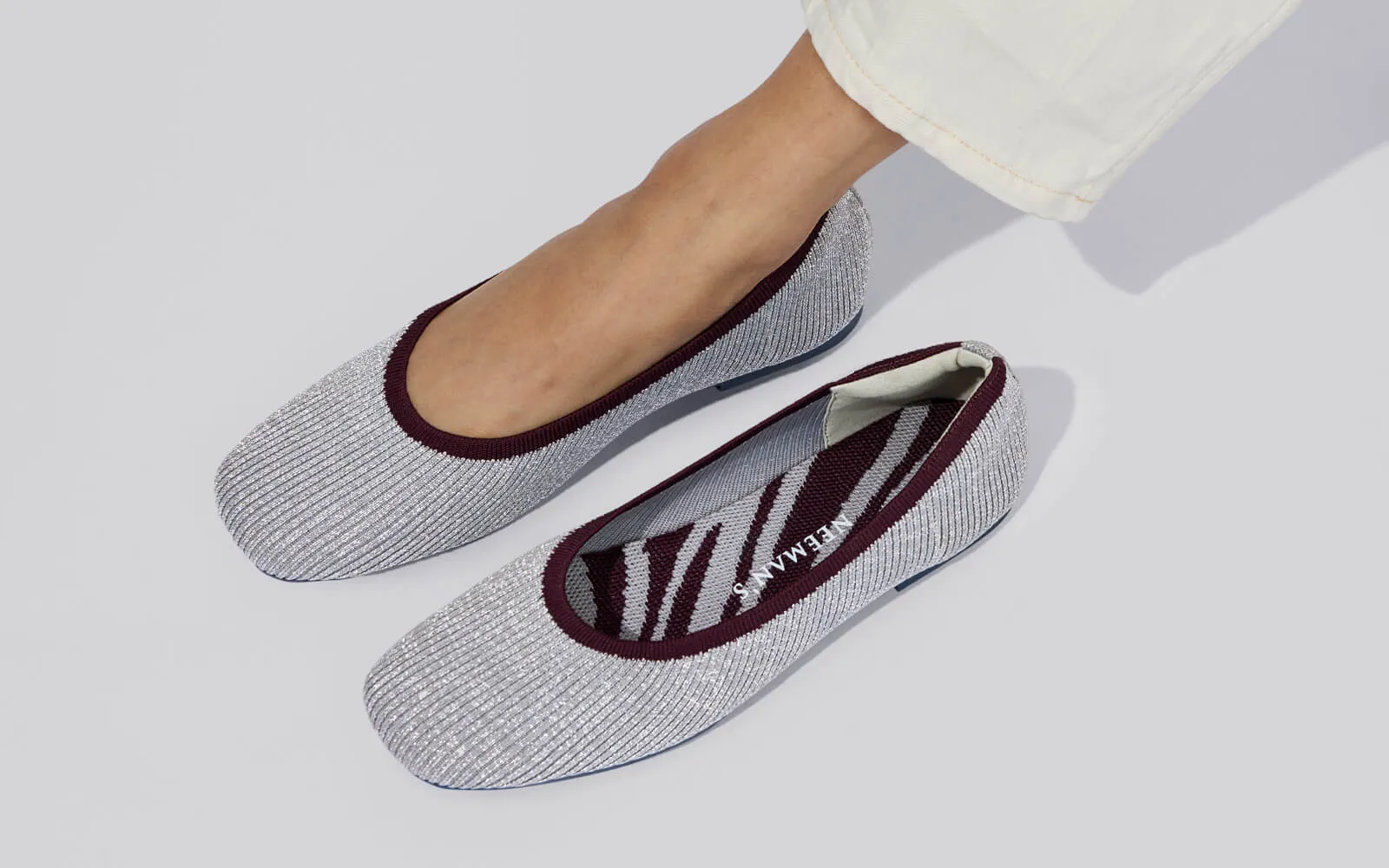 Metallic Square Flats : Grey-Silver