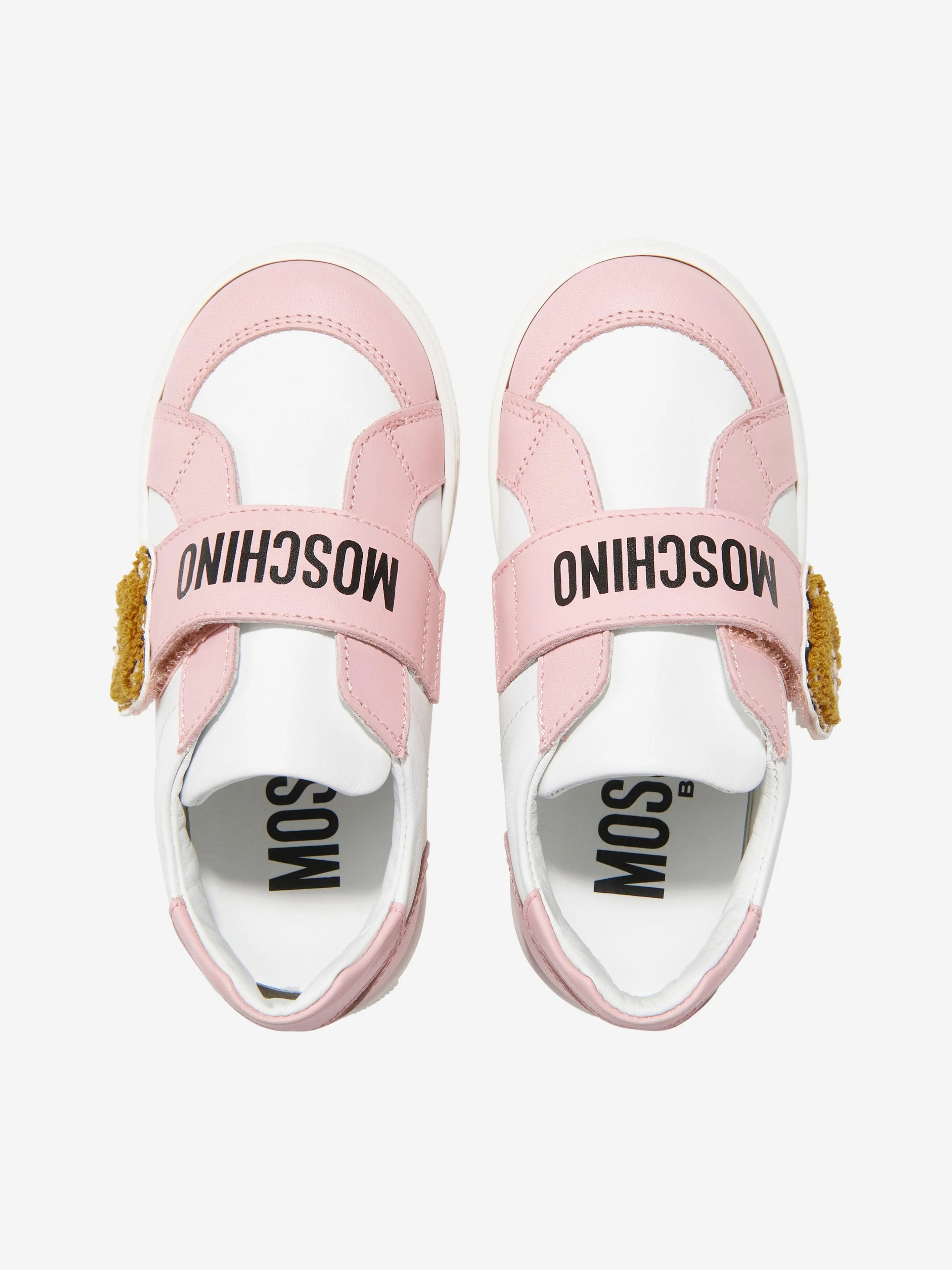 Moschino Girls Leather Teddy Patch Velcro Strap Trainers