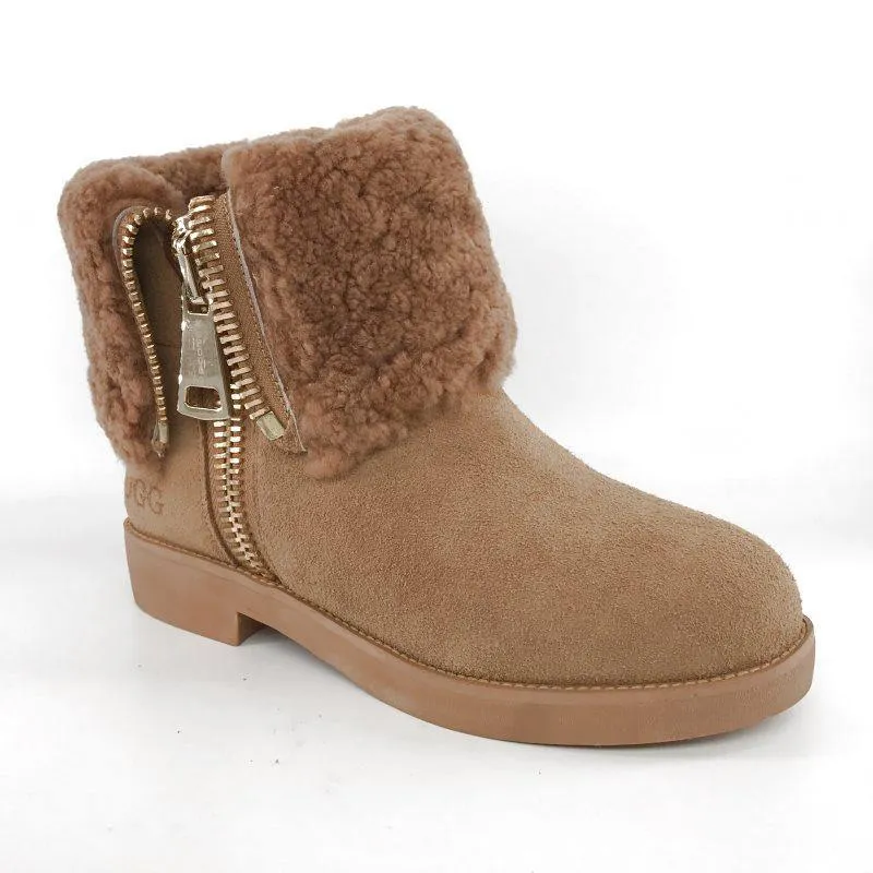 MUBO UGG BOOTS Heels TPR Sole Chestnut