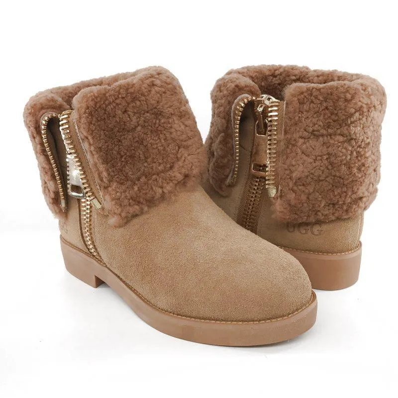 MUBO UGG BOOTS Heels TPR Sole Chestnut