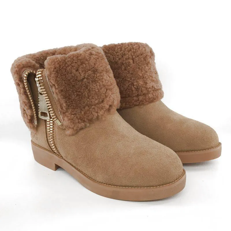 MUBO UGG BOOTS Heels TPR Sole Chestnut