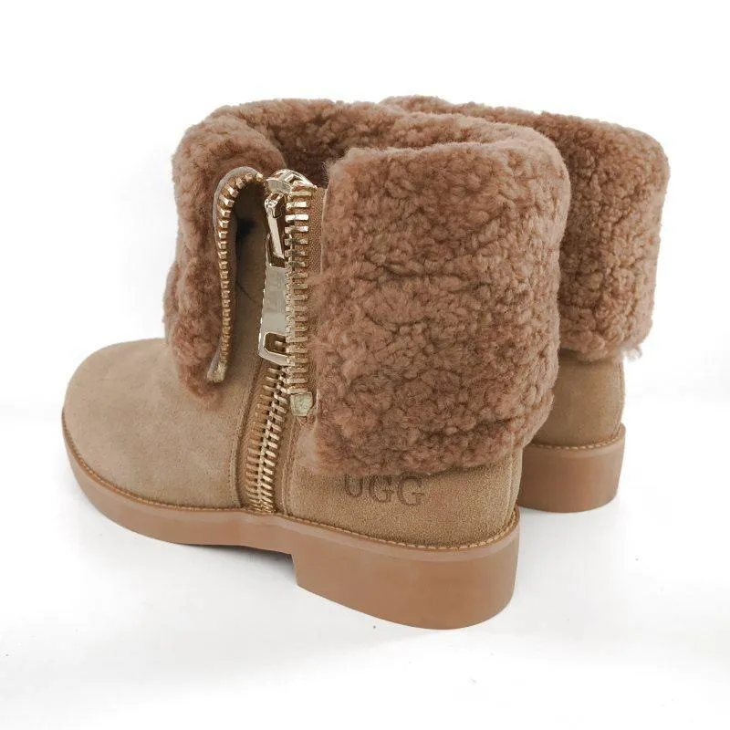 MUBO UGG BOOTS Heels TPR Sole Chestnut