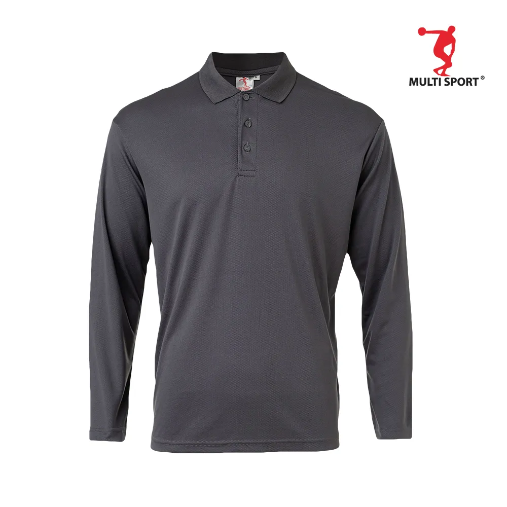 MULTISPORT LONG SLEVEE MINI EYELET POLO (CHARCOAL)