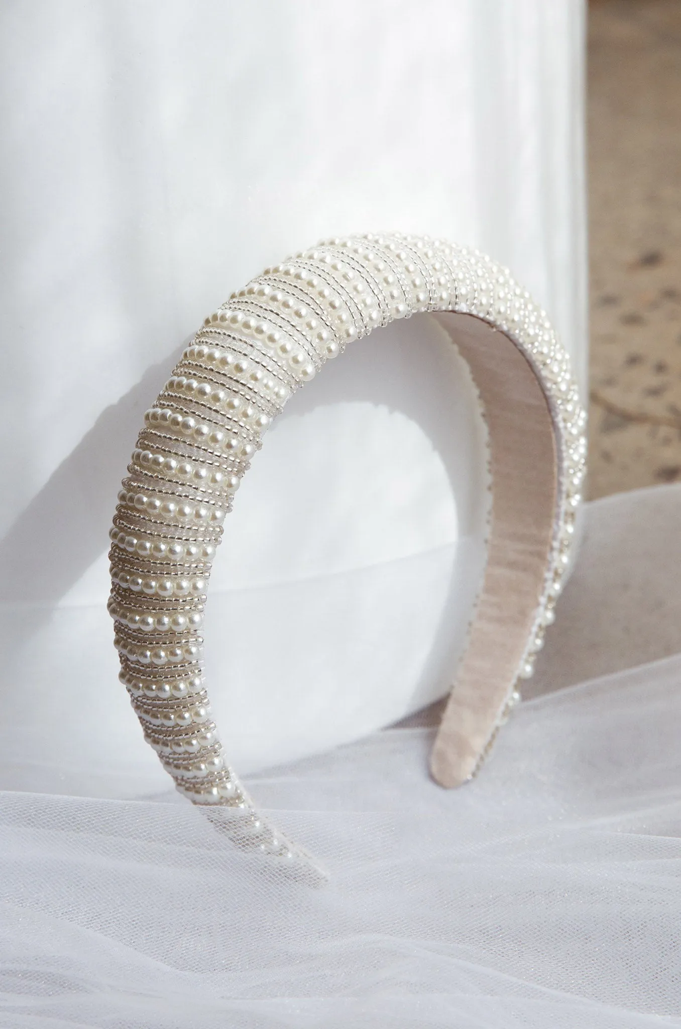 Nevaeh Wide Pearl Headband White