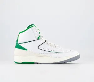 Nike Air Jordan 2 Trainers White Lucky Green Light Grey