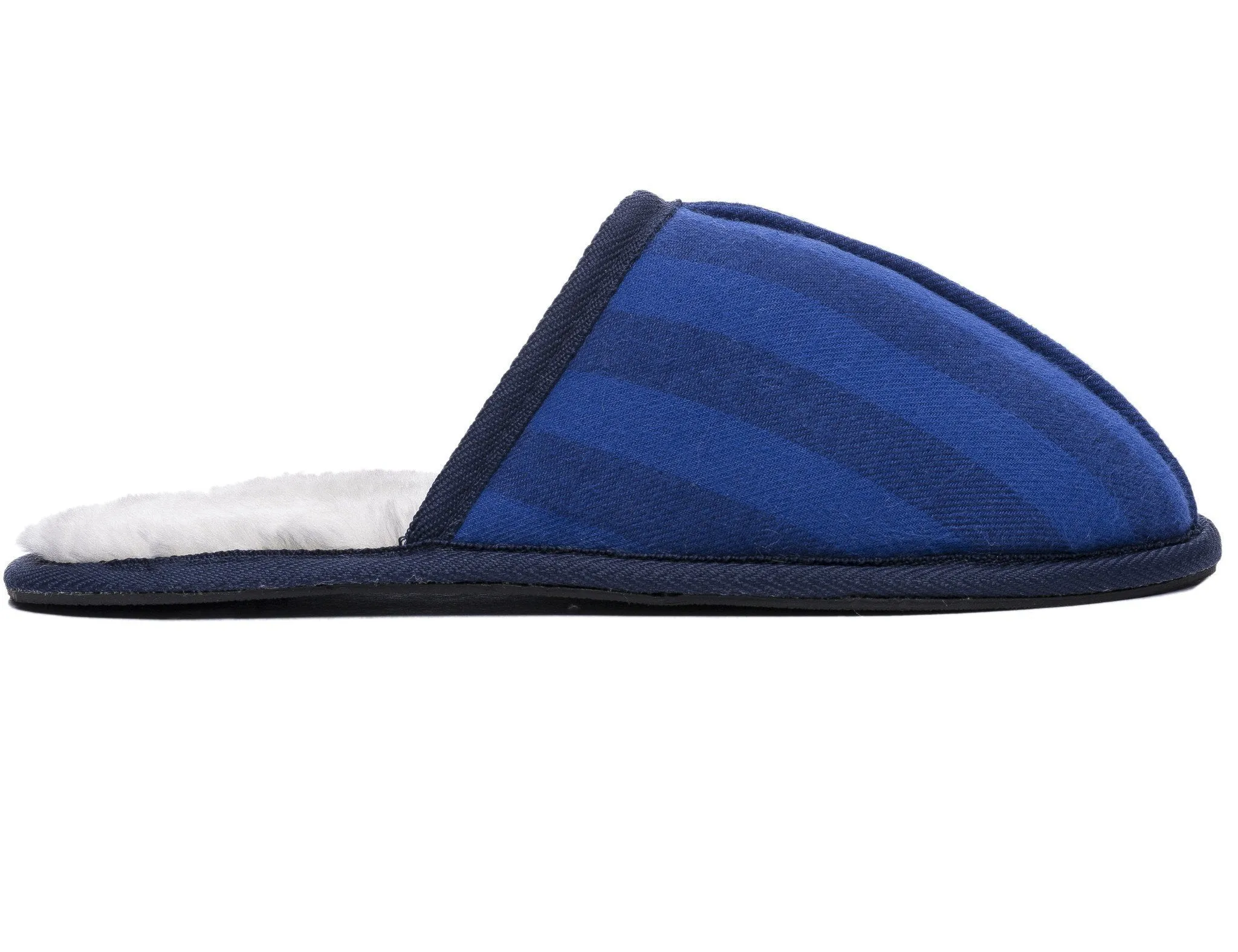 Noble Mount Men's Premium Flannel Clog Slipper - Stripes Tonal Blue