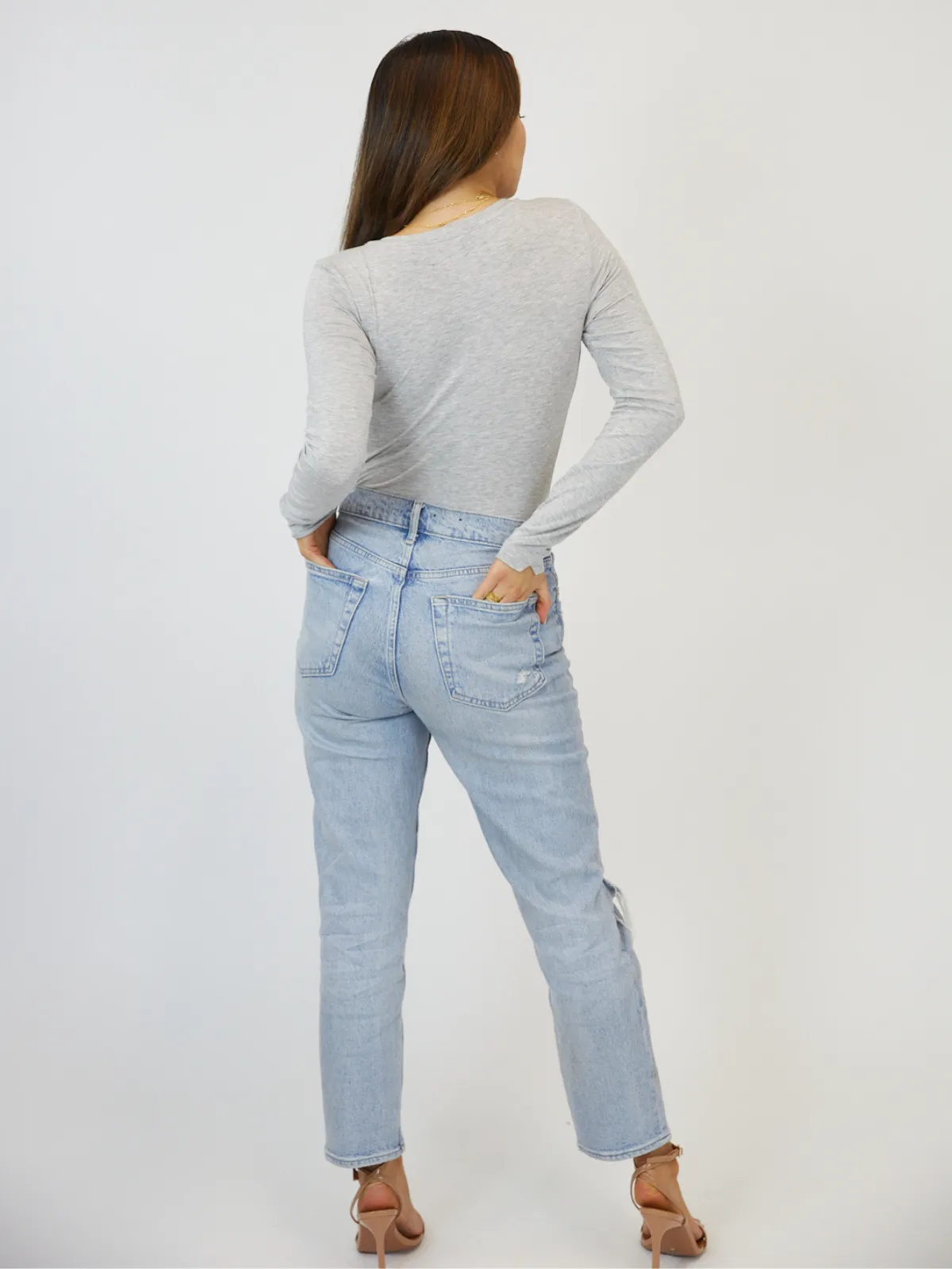 Octavia Grey V Neck Long Sleeve Body