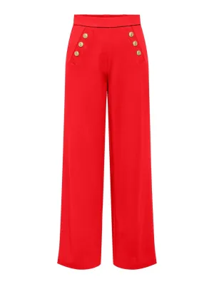 Onlsania High Waist Button Pant Jrs - Rood