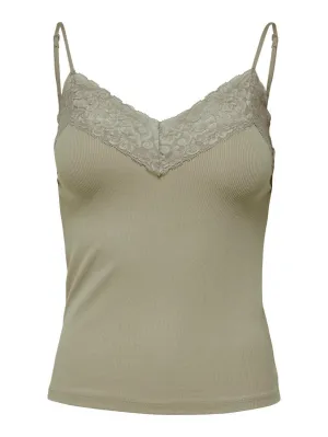 Onltilde Rib Lace Singlet Jrs - Olijf