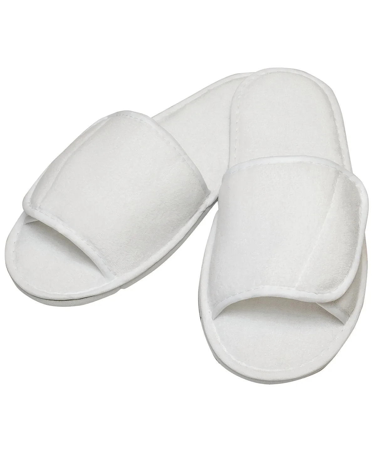 Open-toe slippers with hook and loop strap | White