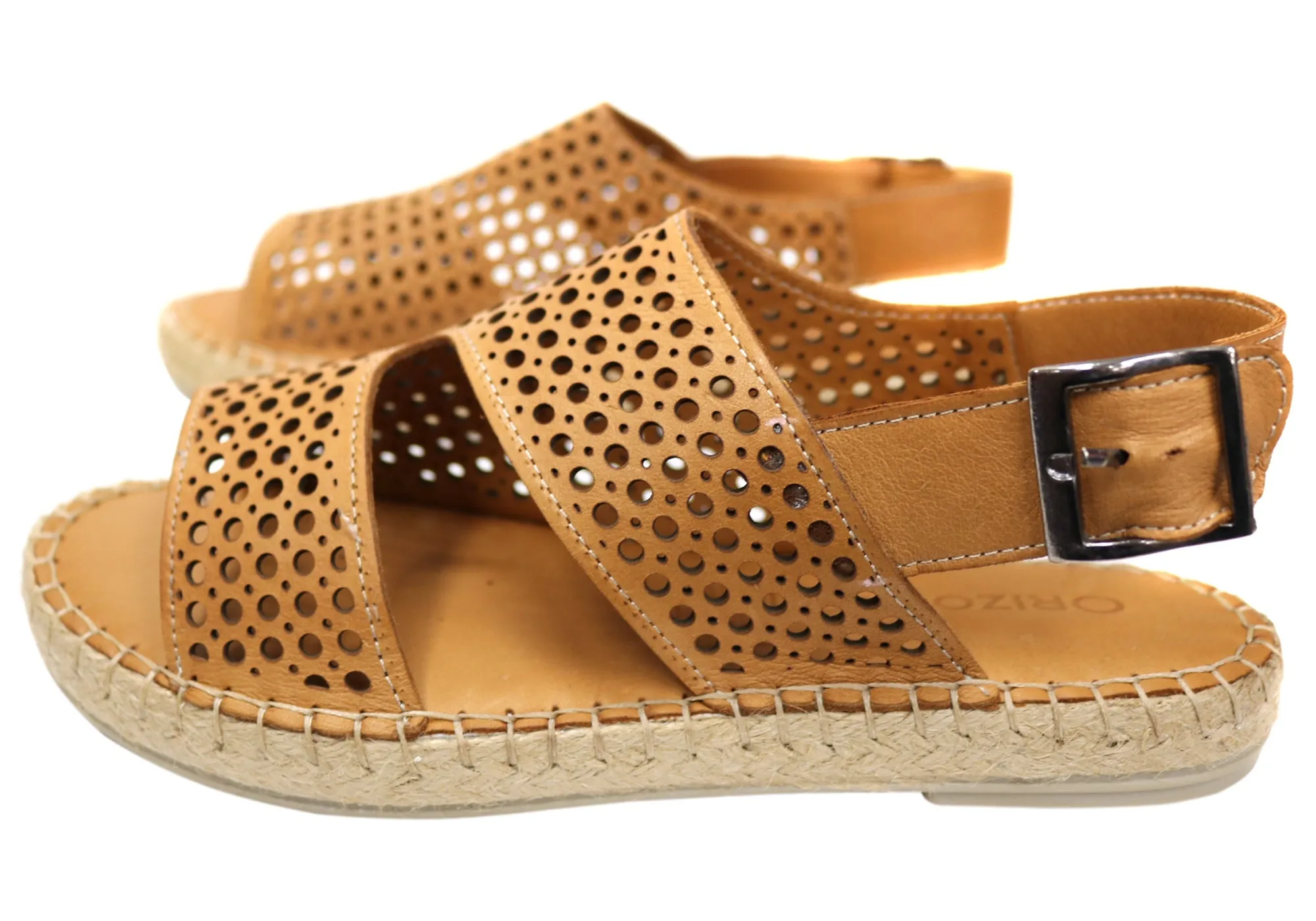 Orizonte Cove Womens European Leather Comfortable Espadrille Sandals