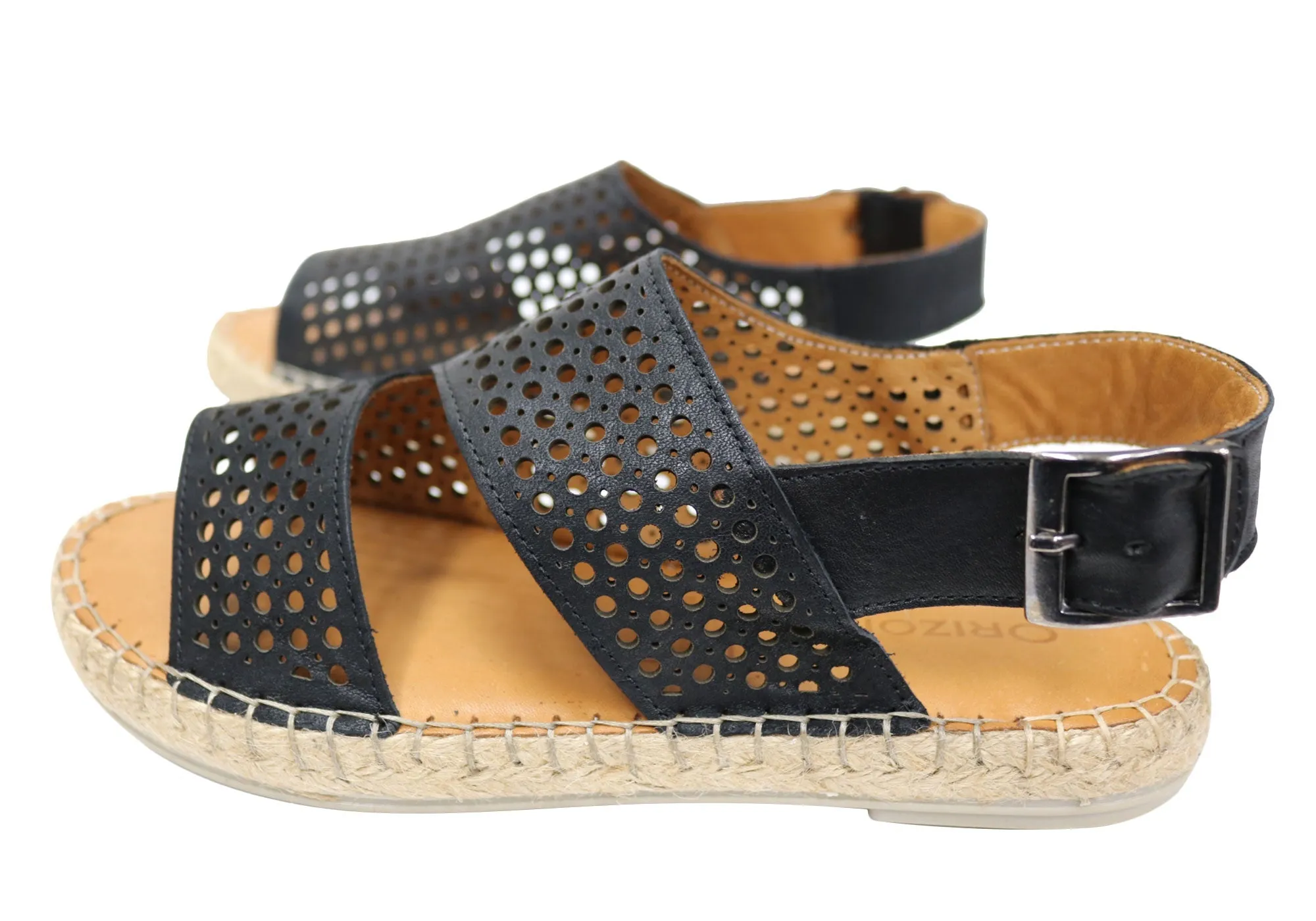 Orizonte Cove Womens European Leather Comfortable Espadrille Sandals