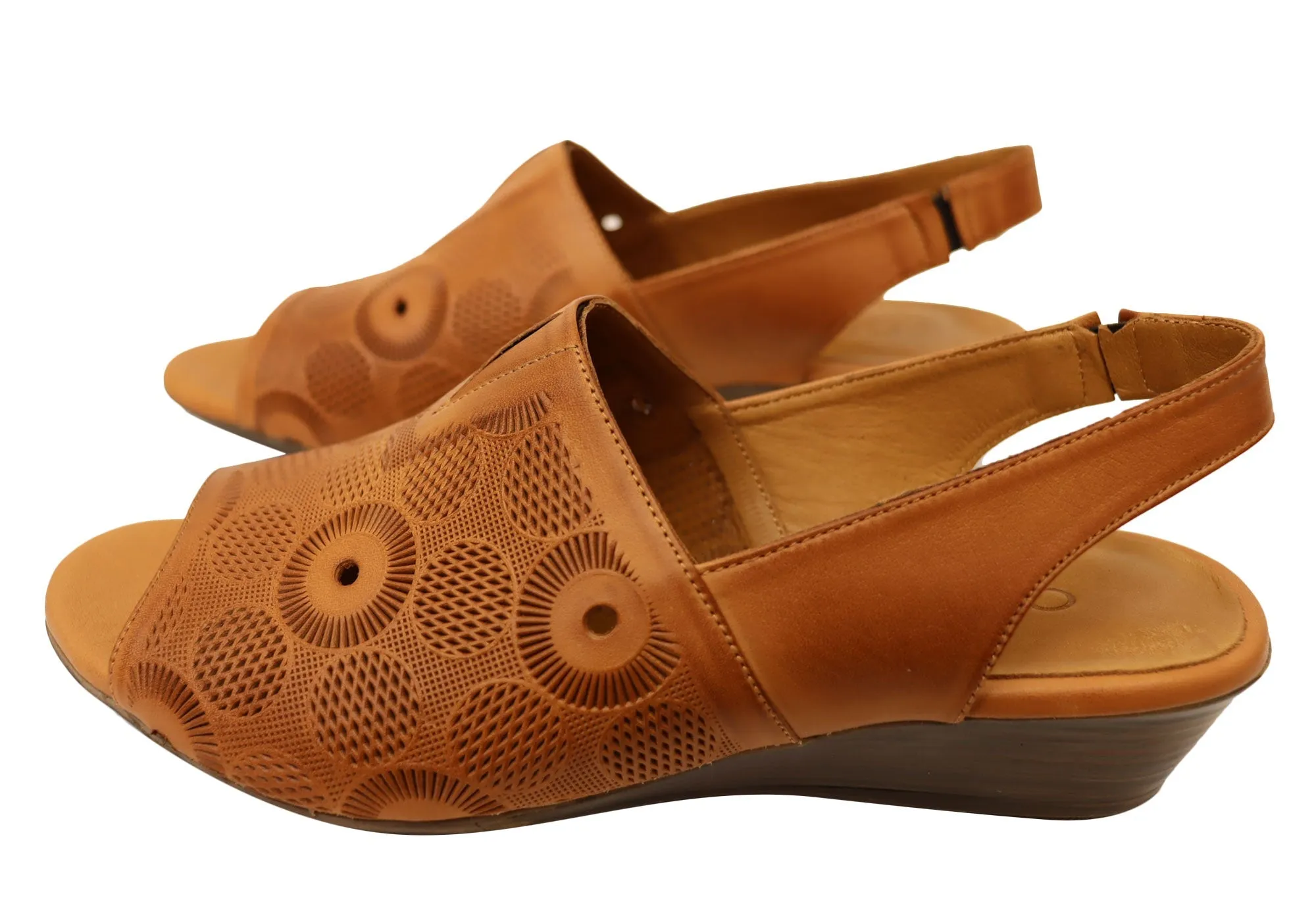 Orizonte Resley Womens European Comfortable Leather Wedge Sandals