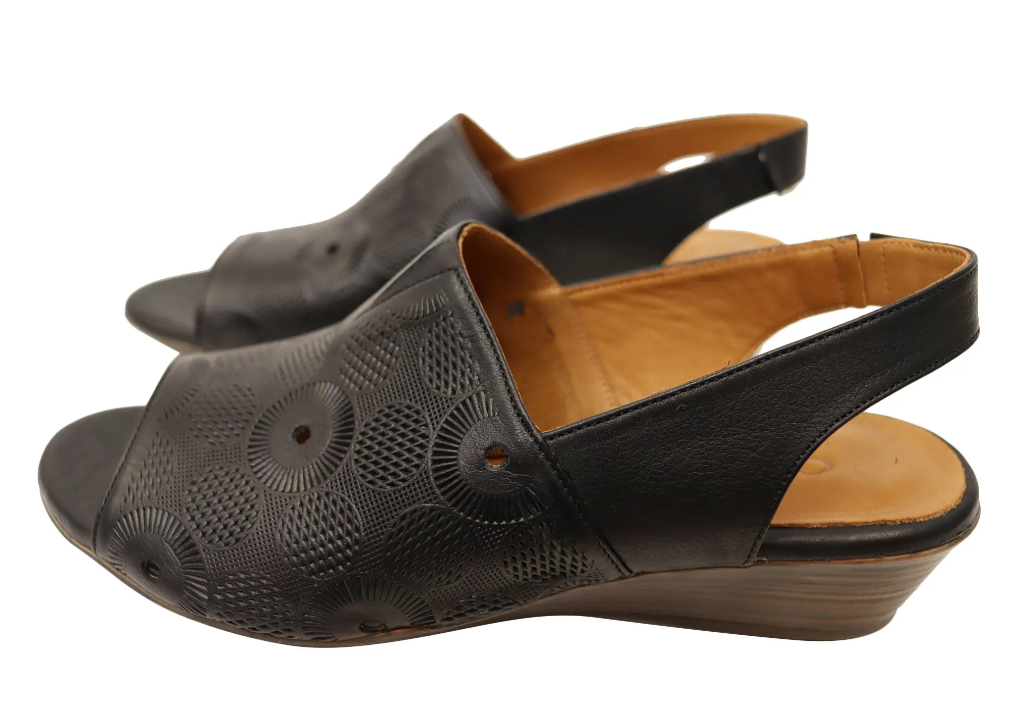 Orizonte Resley Womens European Comfortable Leather Wedge Sandals