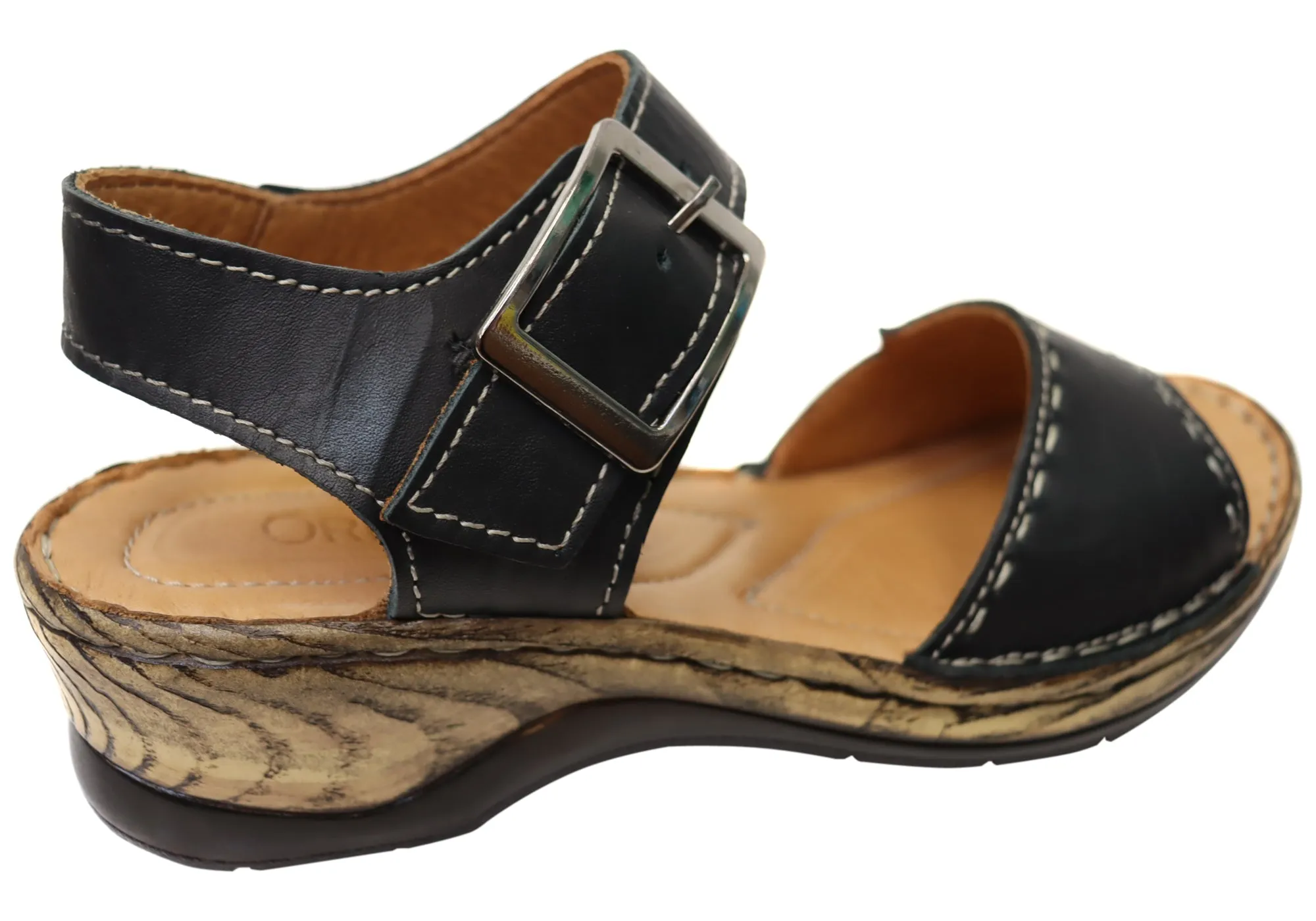 Orizonte Time Womens Comfortable European Leather Sandals