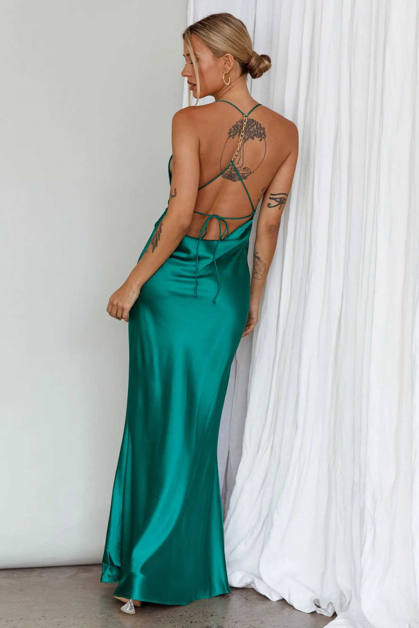 Palma Low Back Strappy Maxi Dress Emerald