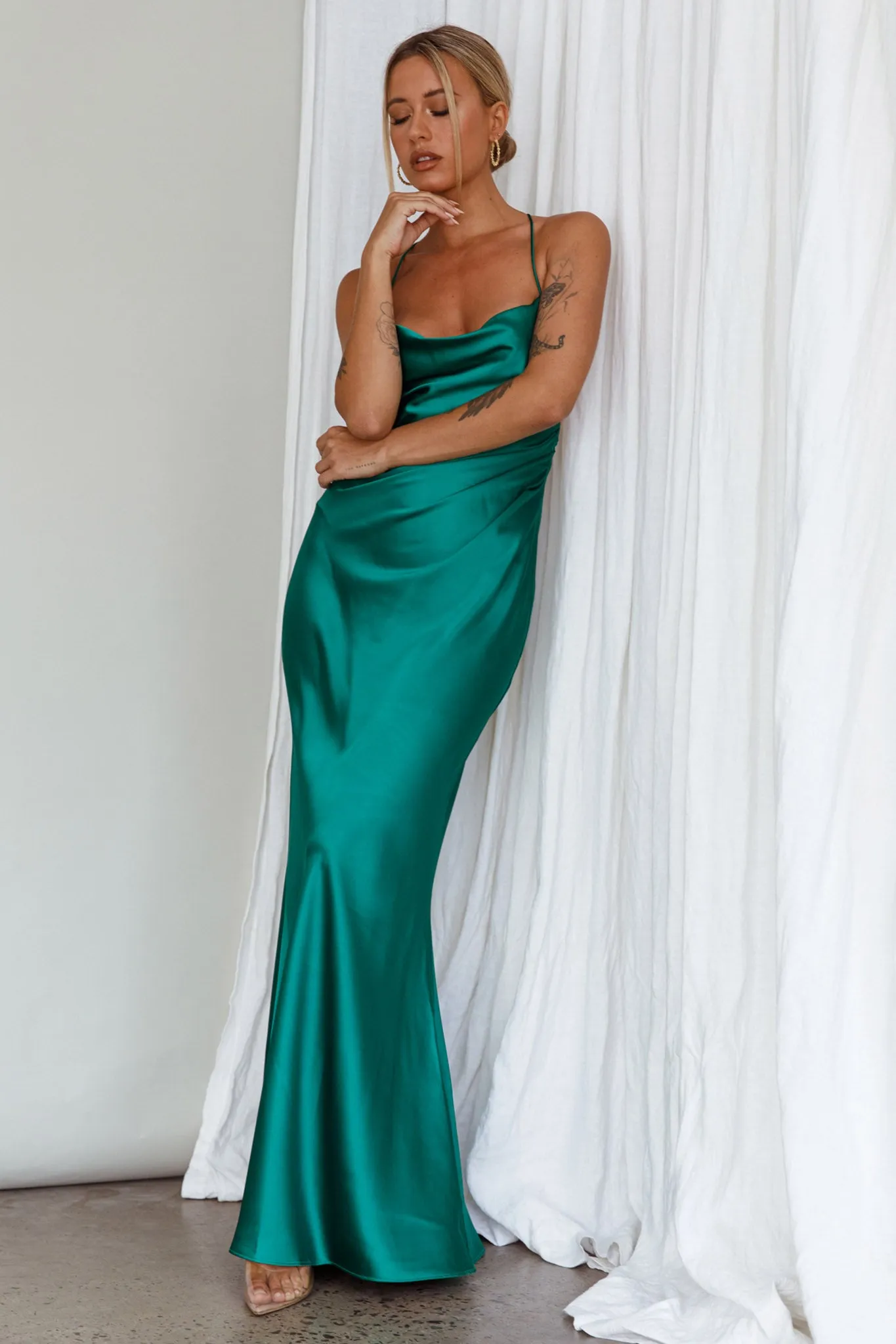 Palma Low Back Strappy Maxi Dress Emerald