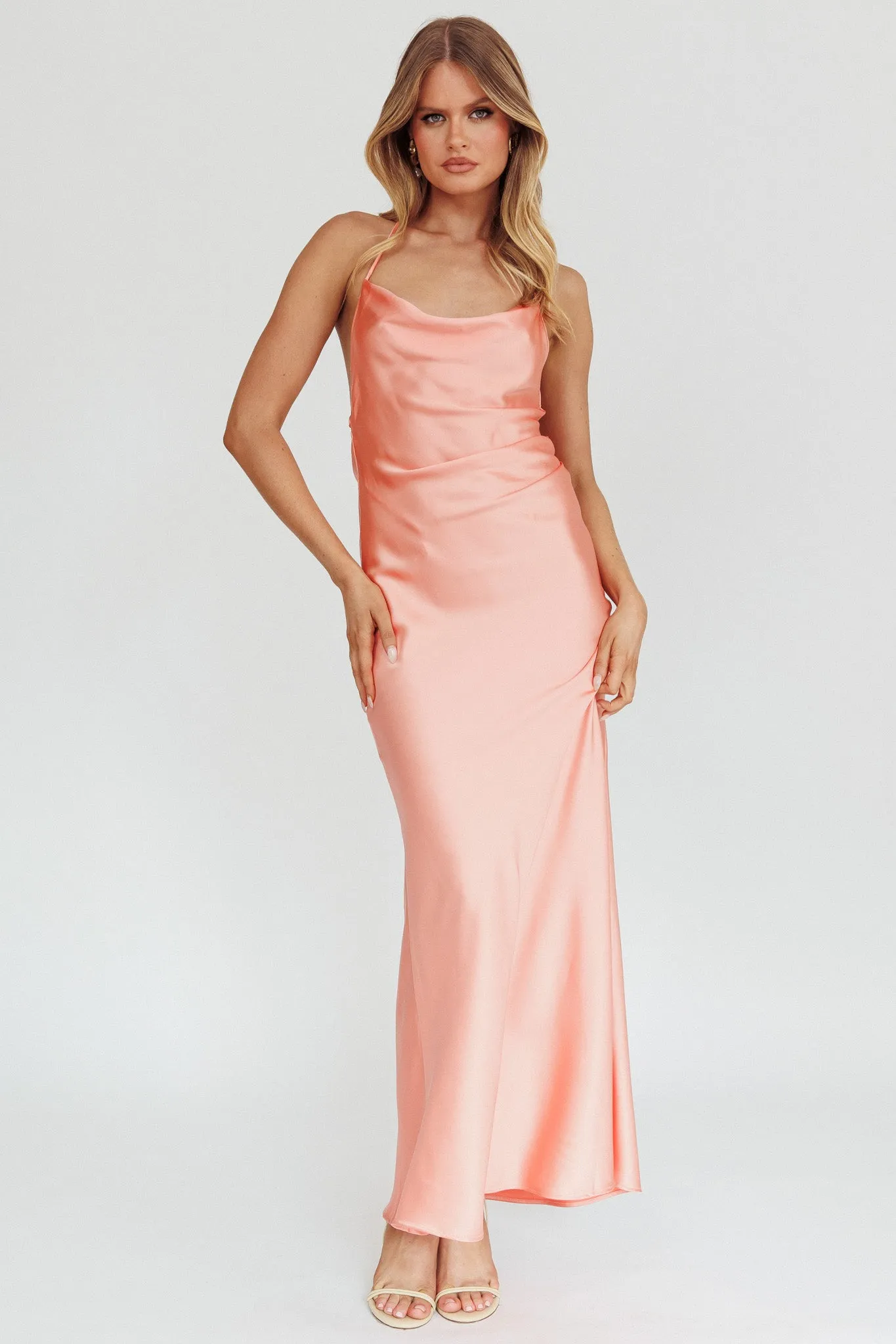 Palma Low Back Strappy Maxi Dress Peach