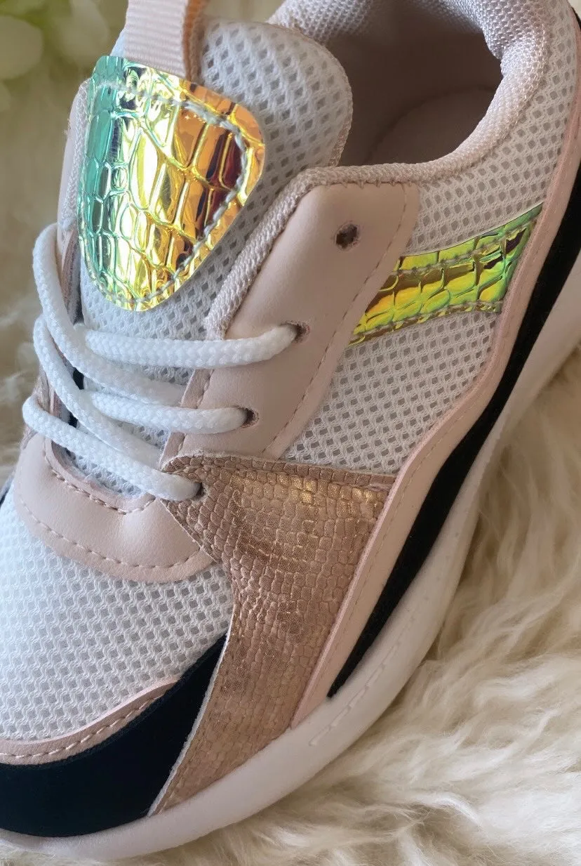 Pastel snake skin junior trainers