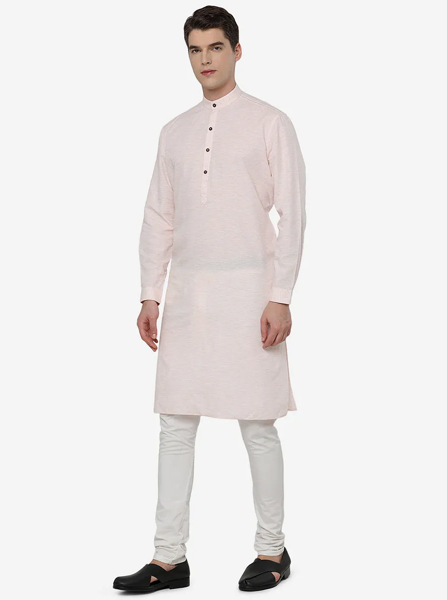 Peach Solid Regular Fit Modi Kurta | JadeBlue