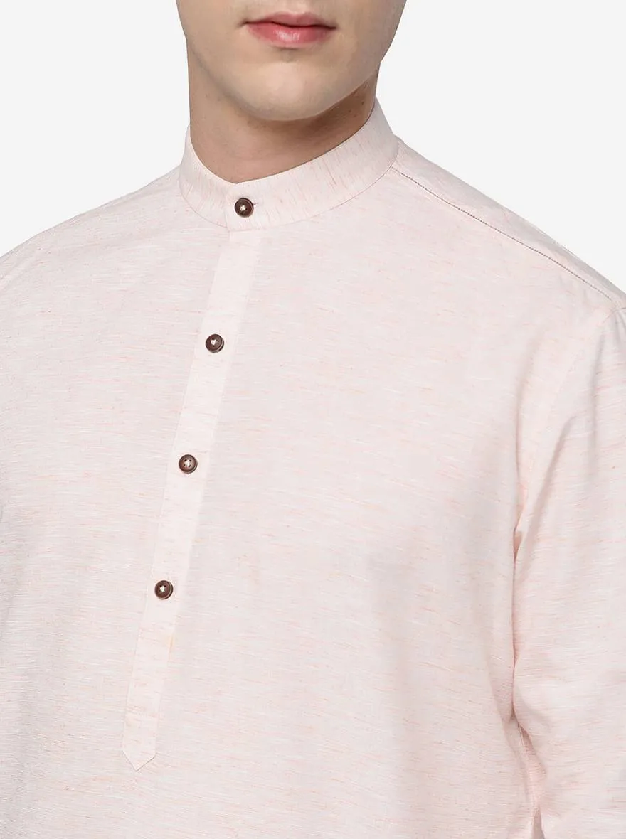 Peach Solid Regular Fit Modi Kurta | JadeBlue