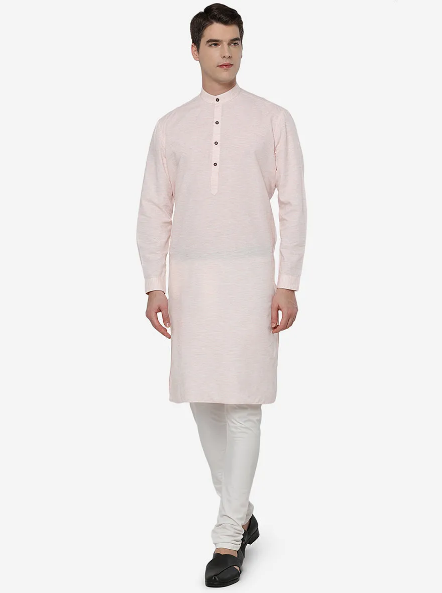 Peach Solid Regular Fit Modi Kurta | JadeBlue