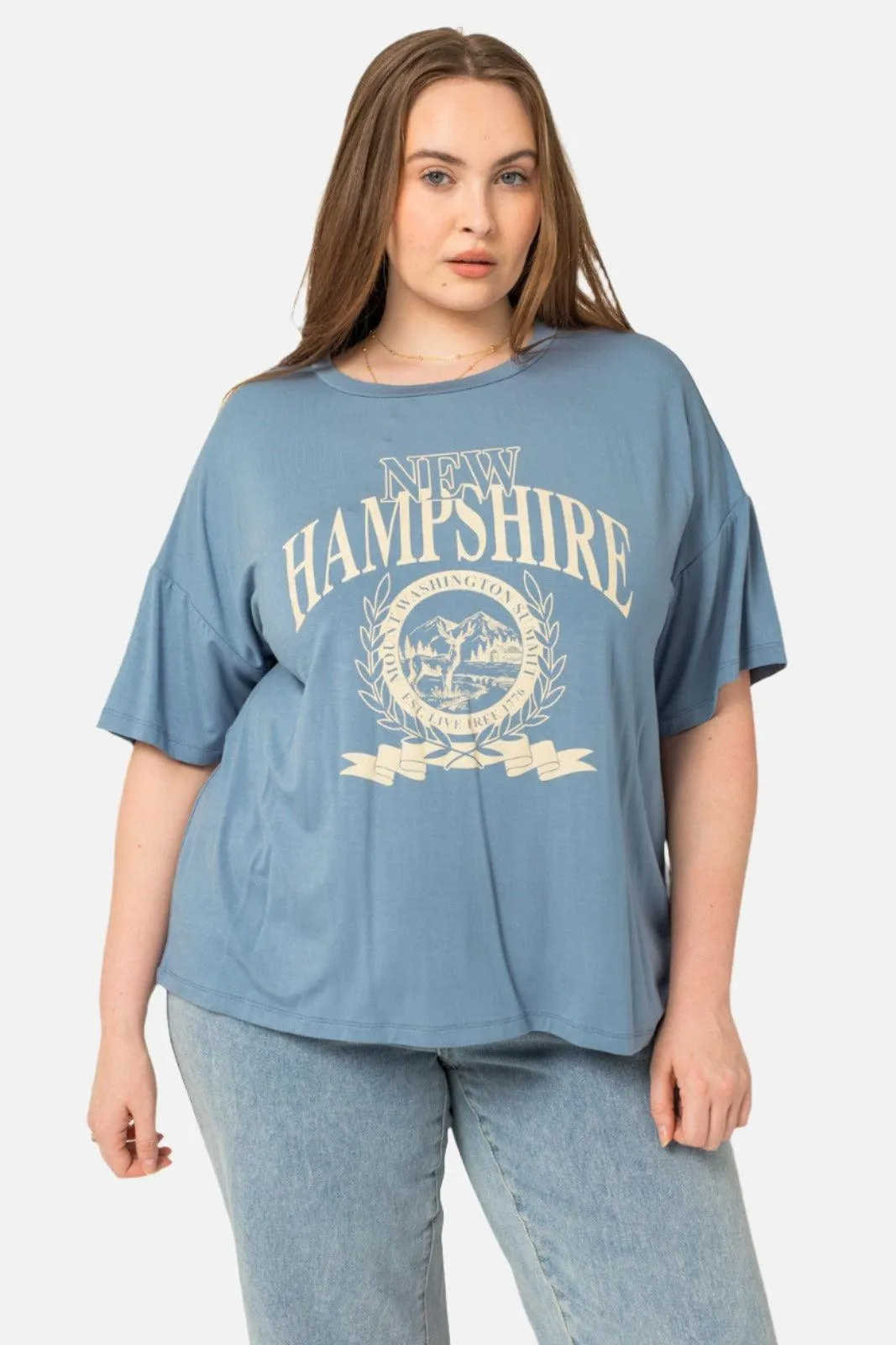 Plus Size Short Sleeve "New Hampshire" Graphic Top