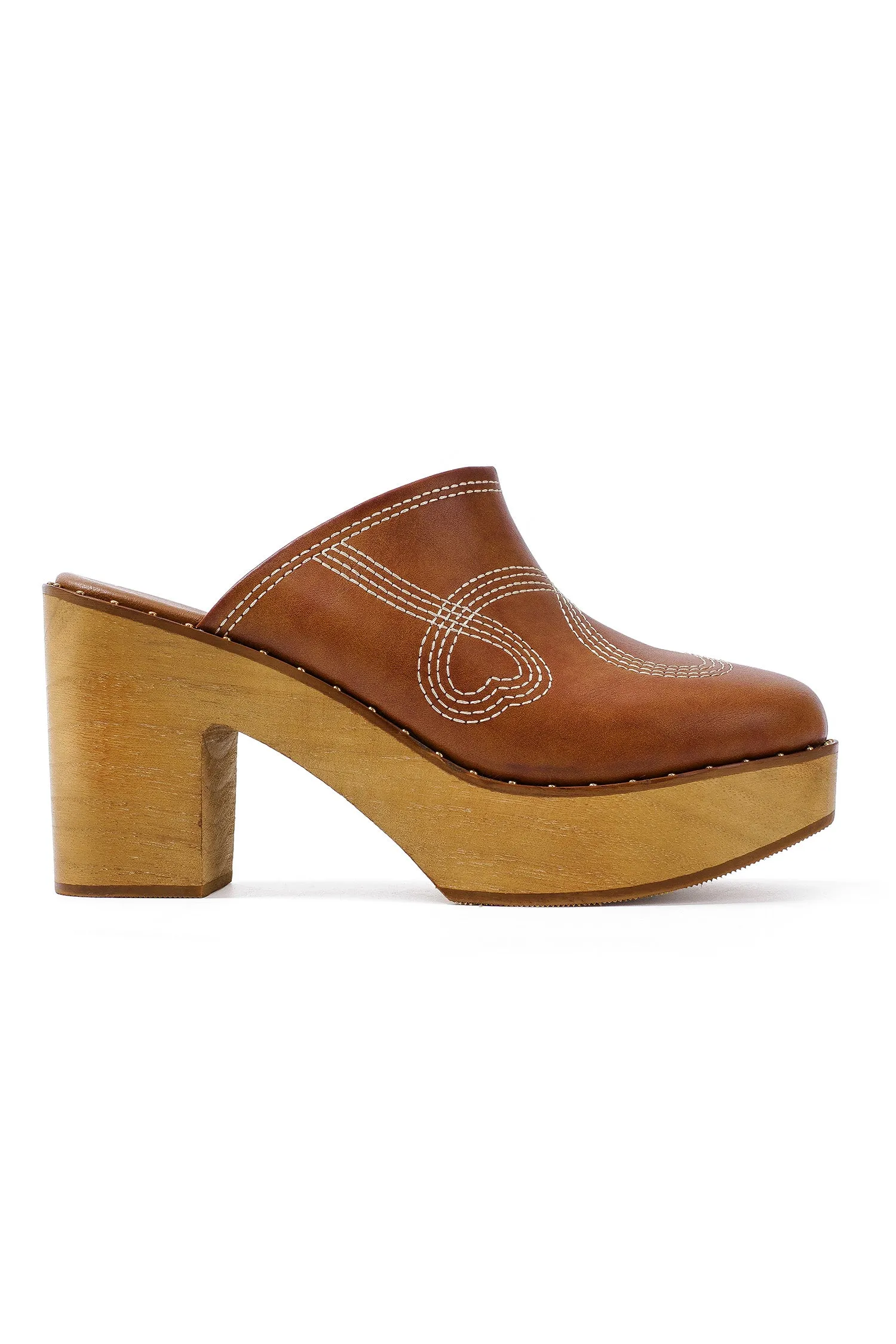 PRESLEY-28 Retro Chic Wooden Platform Clogs