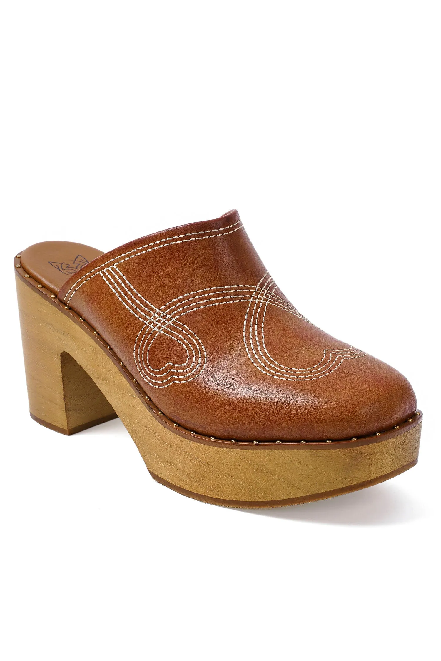 PRESLEY-28 Retro Chic Wooden Platform Clogs